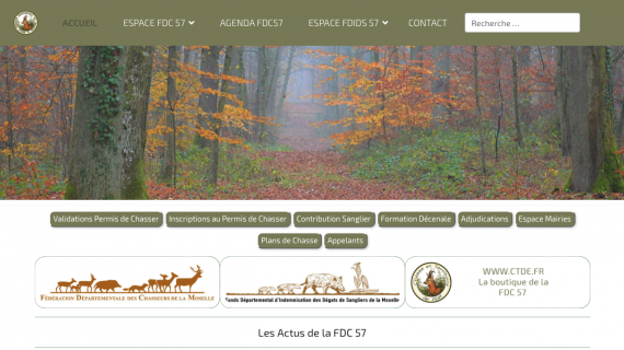 Page d'accueil du site Internet de la FDC 57. Crédit : capture d'écran
